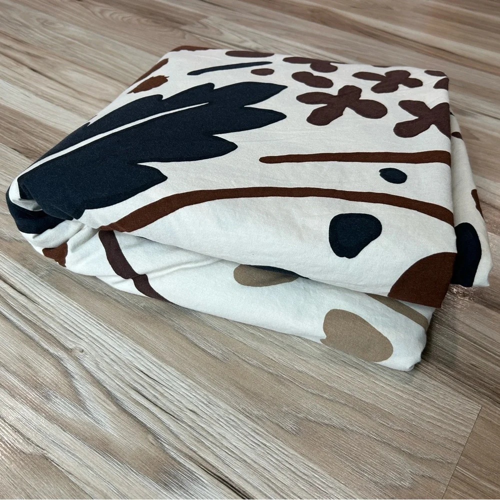 Marimekko Floral Duvet Cover in Cream, Brown, and Black